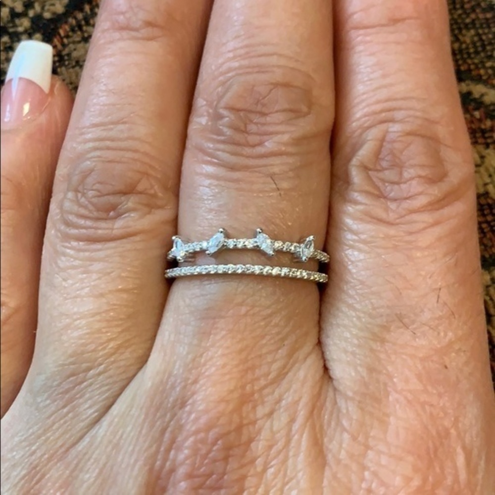 Sterling Silver CZ Wedding Band Ring size 8